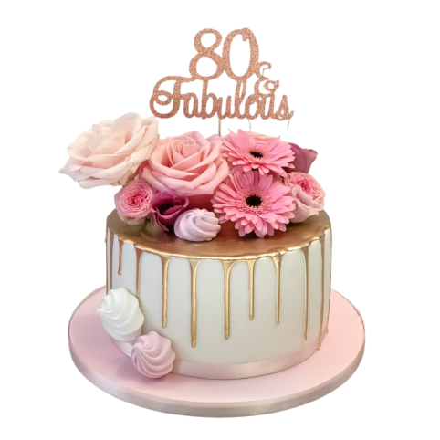 Dripping cake online with flowers