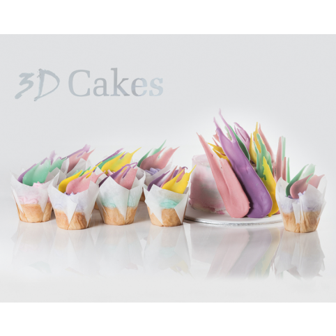 12 PASTEL COLOUR PALETTE CUPCAKES WITH PASTEL PALETTE BIRTHDAY CAKE