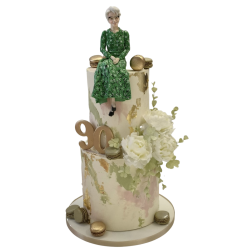 SAGE 2-TIER CAKE WITH FIGURE